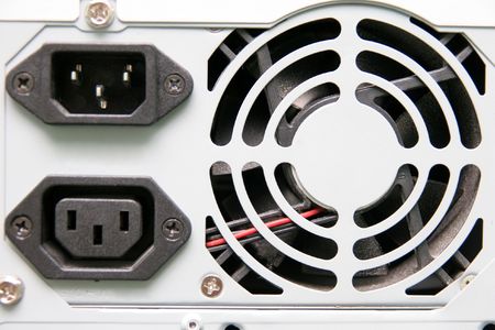 power supply and fan in closeupの写真素材