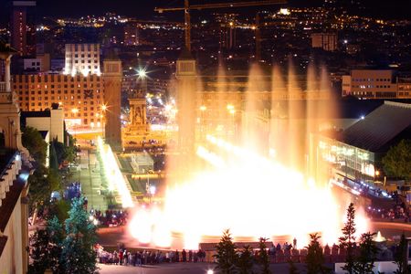 Magic fountain in city Barcelona, Spainの写真素材