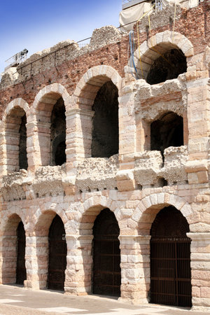 colosseum, details amphitheatre Arena in Verona, Italyの写真素材