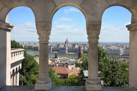 view of Budapest, Hungary from Fishermen's Bastionの写真素材