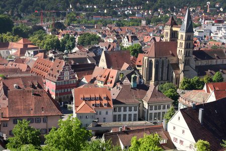 Esslingen am Neckar views from Castle Burg near Stuttgart, Baden Wurttemberg, Germanyのeditorial素材