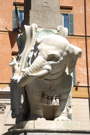 Monument of Elephant by Bernini on Piazza della Minerva in Rome, Italyのeditorial素材