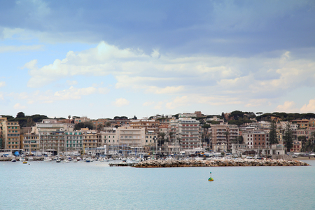 Panoramic view of Anzio and Nettuno old town, Italiaの写真素材