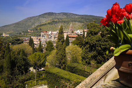 View of Tivoli (near Rome ) from the villa d`Este, Italyの写真素材