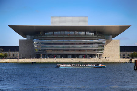 COPENHAGEN, DENMARK - AUGUST 15, 2016 The Copenhagen Opera House which is located in the Holmen, building designed by Henning Larsen on December 28, 2014. in Copenhagen, Denmark on August 15, 2016.のeditorial素材