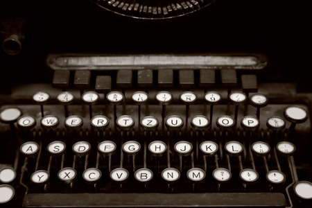 Close up photo of antique German typewriter machine keysの写真素材