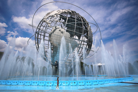 New York, USA â August 25, 2018:  The Unisphere World at Flushing Meadow Park in Flushing, Corona Park, New York, United States of Americaのeditorial素材