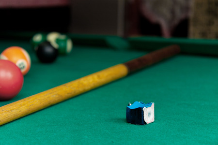 Billiard balls / A Vintage style photo from a billiard balls in a pool table. Noise added for a film effectの写真素材