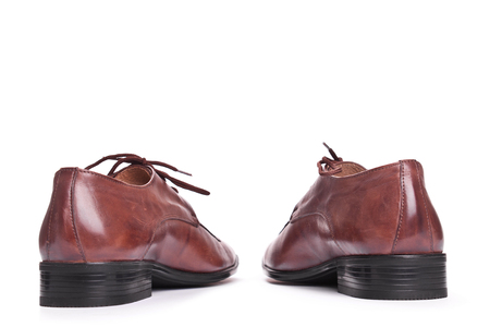 Men Brown elegance Shoes isolated on white backgroundの写真素材
