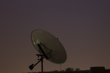 Satellite dish sky sun stars communication technology network image background for design.の写真素材
