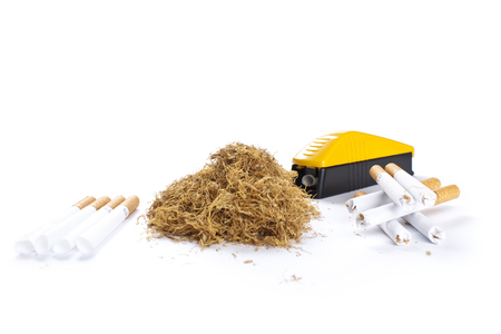cigarette maker, tubes and tobacco isolatedの写真素材