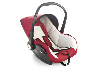 Baby car seat isolated on white backgraundの写真素材