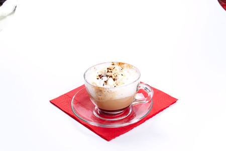 cappuccino coffee isolated on whiteの写真素材