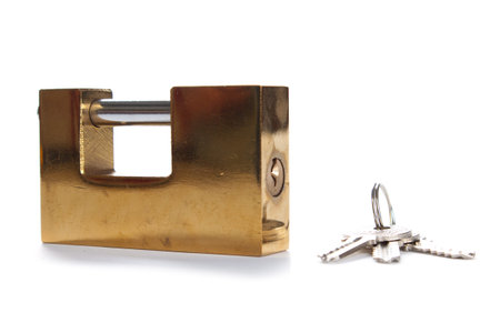 lock and key isolated on white background.