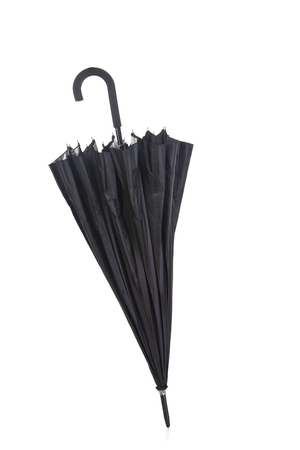 Black umbrella isolated on white backgroundの写真素材