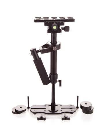 Camera steadicam ,Steadicam - a device to stabilize the camcorder. Isolated on white backgroundの写真素材
