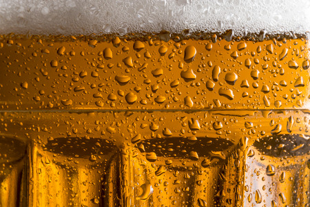 Close up of a cold light beer in a mugの写真素材