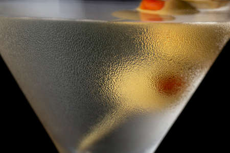 Top view of Irish cream cocktail decorated with coffee beans and sprinkled with cocoa powderの写真素材