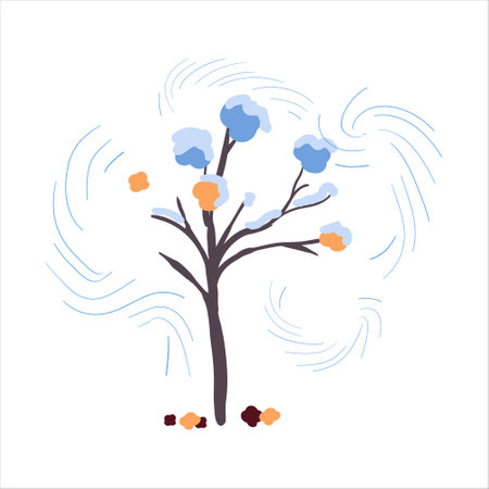 Seasons, trees in different periods. Vector illustration, concept of change of seasons. Spring Summer Autumn Winter.のイラスト素材
