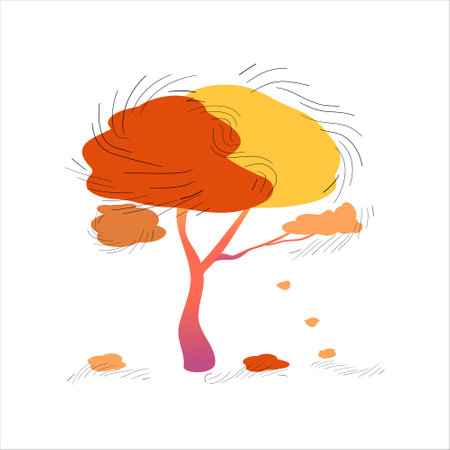 Seasons, trees in different periods. Vector illustration, concept of change of seasons. Spring Summer Autumn Winter.のイラスト素材
