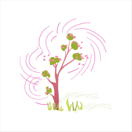 Seasons, trees in different periods. Vector illustration, concept of change of seasons. Spring Summer Autumn Winter.のイラスト素材