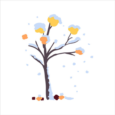 Seasons, trees in different periods. Vector illustration, concept of change of seasons. Spring Summer Autumn Winter.のイラスト素材