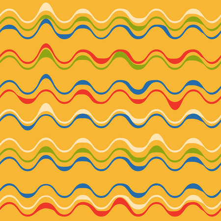 Geometric retro seamless pattern with abstract waves. Vector background. Background colorful illustration for fabric, paper, banner, invitations.のイラスト素材
