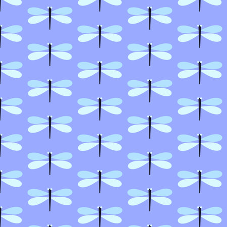 Seamless pattern with dragonflies in Scandinavian style for printing on fabric and wrapping paper. A simple calm pattern for textiles and clothing. Background for cards Vectorのイラスト素材