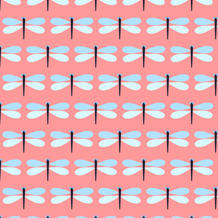 Seamless pattern with dragonflies in Scandinavian style for printing on fabric and wrapping paper. A simple calm pattern for textiles and clothing. Background for cards Vectorのイラスト素材