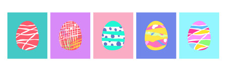 Happy Easter Greeting Card. Geometric Easter Egg Illustration. Geometric pattern. Vector Design Template for Easter Holiday. Collection of Elegant and Trendy Easter Card Templates. Stock Vector..のイラスト素材