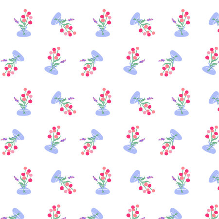 Seamless floral pattern. Endless botanical background. Fresh spring flowers and wildflowers,...
