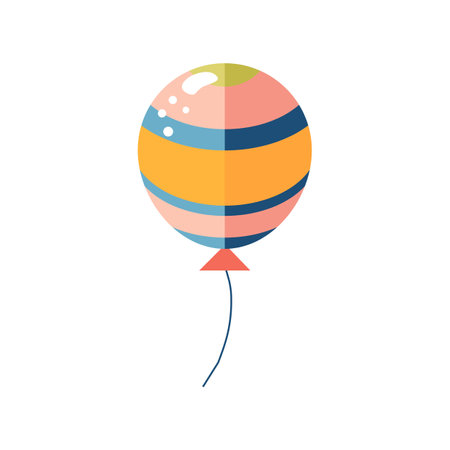A geometrically designed balloon with yellow and blue stripes, isolated on a white background. Perfect for print, decoration, poster printing, and home decor.のイラスト素材