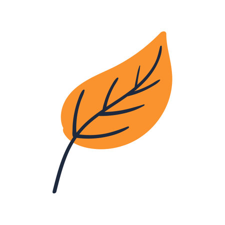 Seth Folk plant orange leaf isolated. Autumn botany. Minimalistic tree. Flat vector illustrationのイラスト素材