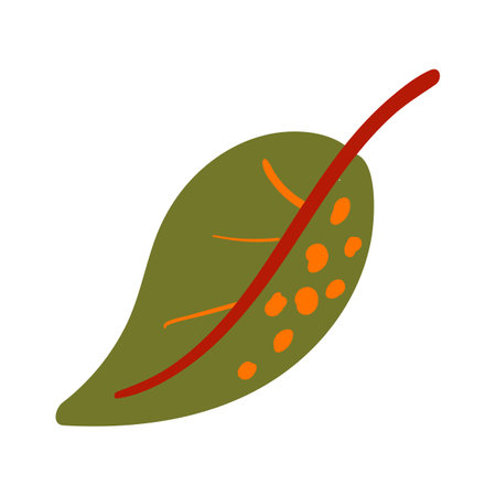 Folk plant. Green leaf with red veins. Autumn botany Minimalistic style. Flat isolated vector illustrationのイラスト素材