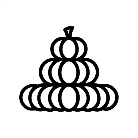 A minimalistic vector icon of stacked pumpkins, perfect for harvest, autumn, and Thanksgiving designs.のイラスト素材