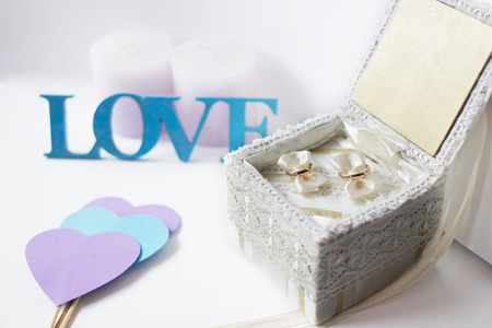 Wedding rings and decorの写真素材