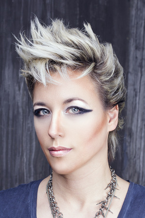 Beauty portrait in punk styleの写真素材