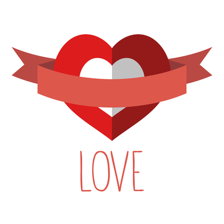 Valentine card with heart,ribbon, text Love.のイラスト素材