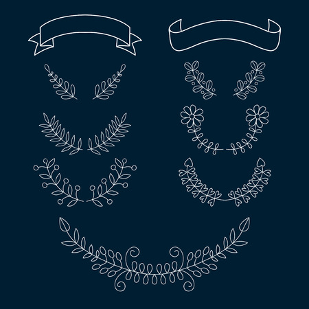 Laurels and wreathes set for decoration design.のイラスト素材