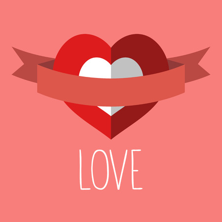 Valentine card with heart,ribbon, text Love vector.のイラスト素材
