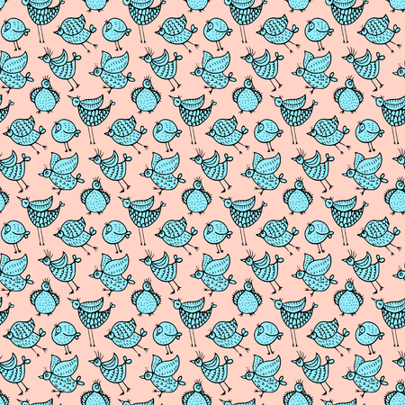 Cute colorful birds vector seamless pattern. Endless design backround.のイラスト素材