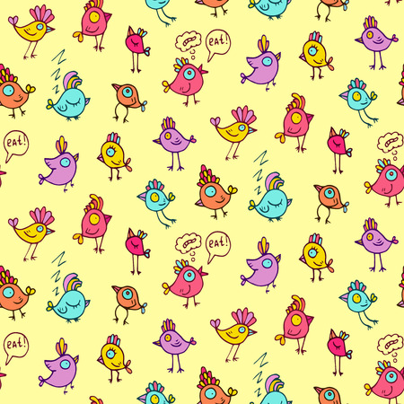 Cute colorful birds  pattern. Endless design background.のイラスト素材