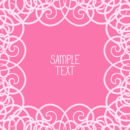 Abstract calligraphic swirl square frame with place for text. Can be used for card, poster, label, page decoration.のイラスト素材