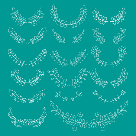 Big vector wreaths, arrows, flowers set. Collection of different floral, wheat laurels and arrows.のイラスト素材