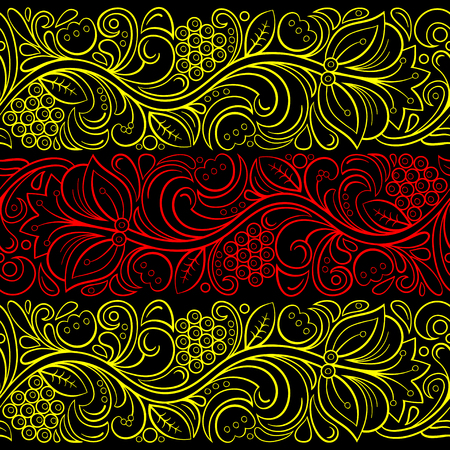 Traditional Russian vector seamless pattern in khokhloma style.のイラスト素材
