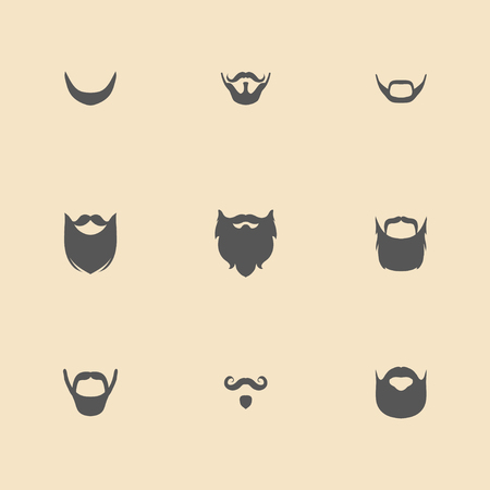 Big vector set of different men beard, mustache in trendy flat style.のイラスト素材