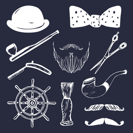 Vector set of hand sketched hipster vintage elements.のイラスト素材