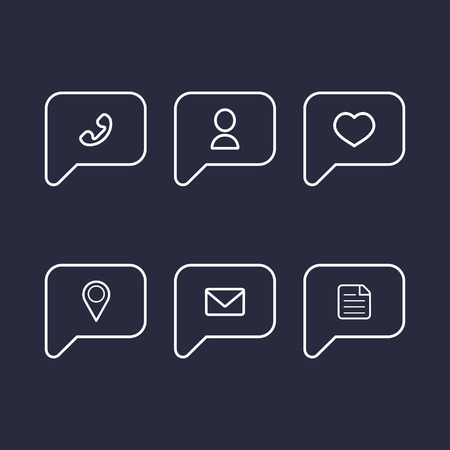 Vector information and notification icons in flat style.のイラスト素材