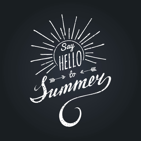 Vector hand lettering inspirational typography poster Say hello to summer.のイラスト素材