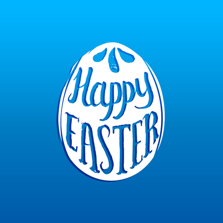 Happy Easter greeting card with hand lettering in the egg shape. Religious holiday vector illustration for poster etc.のイラスト素材